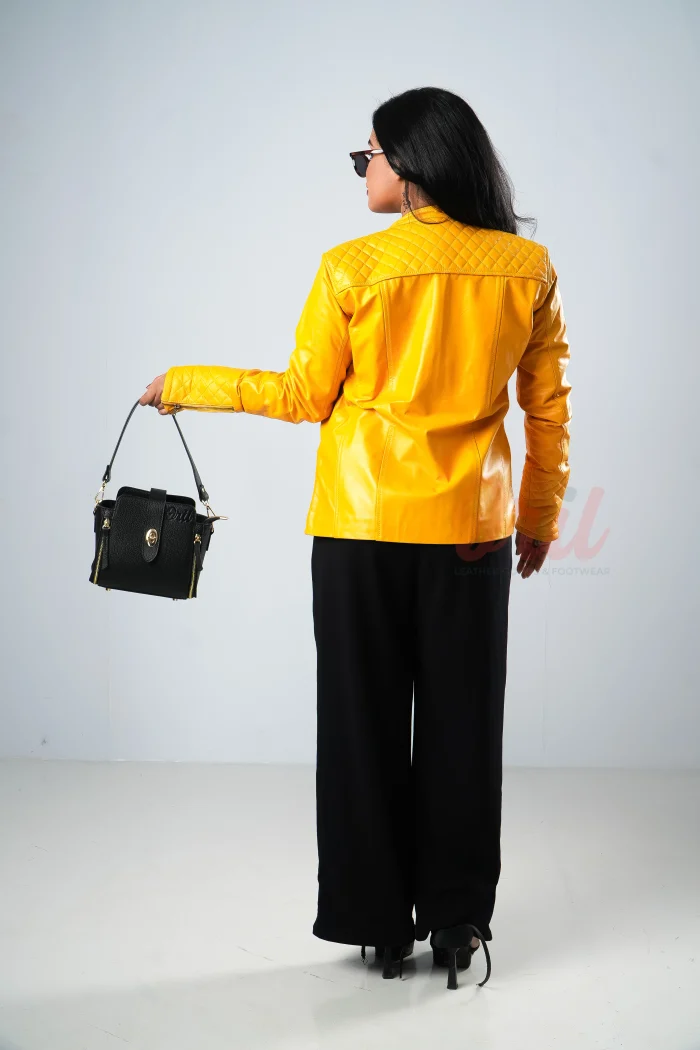 Oril Mustard Biker Jacket - Image 3