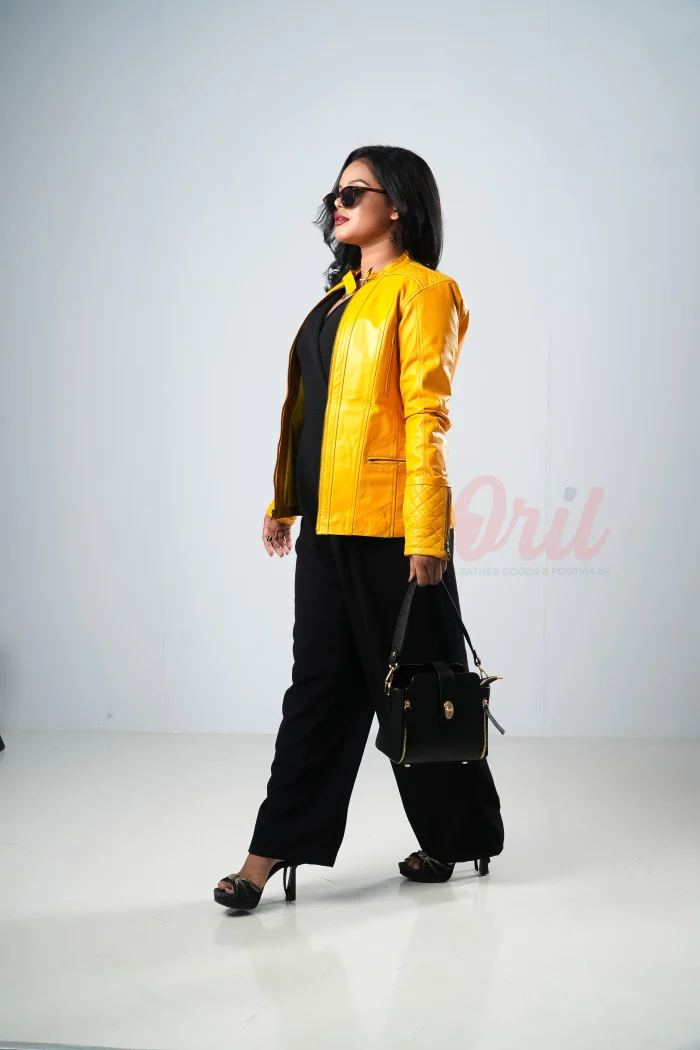 Oril Mustard Biker Jacket - Image 4