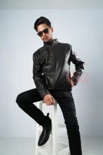 black leather jacket