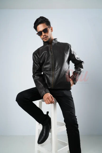 black leather jacket