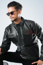 Oril Vantage Leather Shirt Jacket - Image 3
